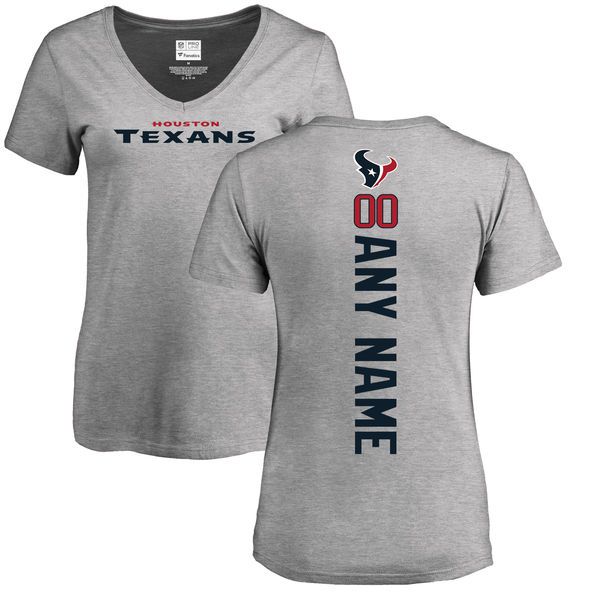 WoMen Houston Texans NFL Pro Line Ash Personalized Backer V-Neck T-Shirt->->Sports Accessory